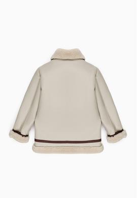 Kız Çocuk Ekru Deri Ceket - 50297191003