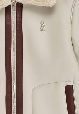 Kız Çocuk Ekru Deri Ceket - 50297191003