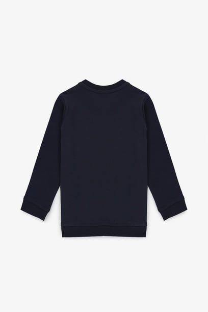 Erkek Çocuk Lacivert Bisiklet Yaka Basic Sweatshirt