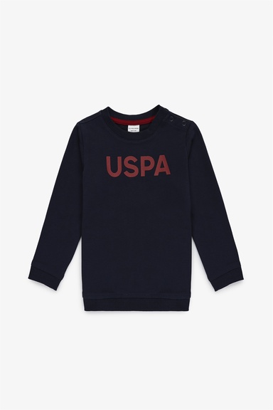 Erkek Çocuk Lacivert Bisiklet Yaka Basic Sweatshirt
