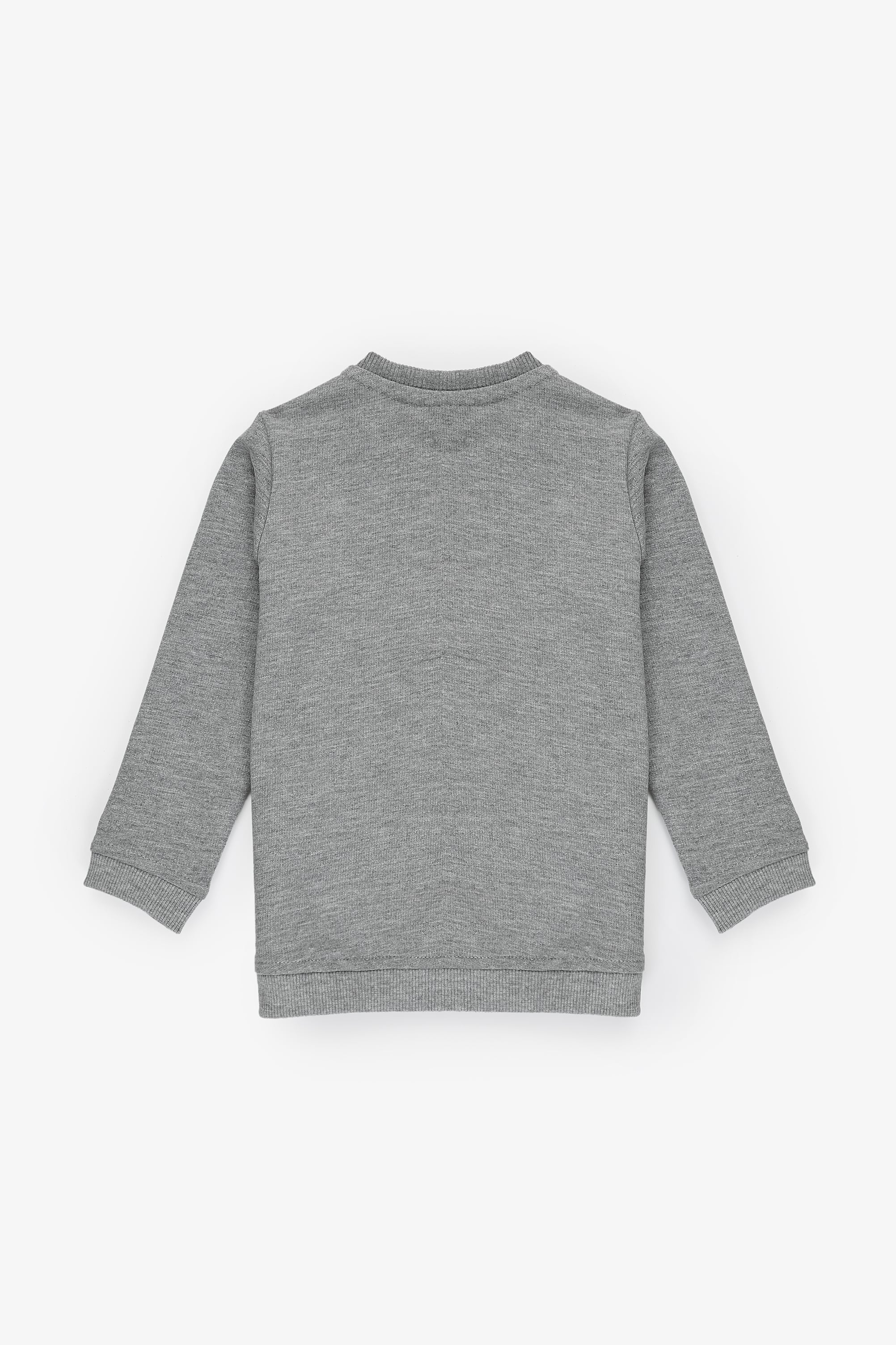 Erkek Bebek Gri Melanj Bisiklet Yaka Basic Sweatshirt