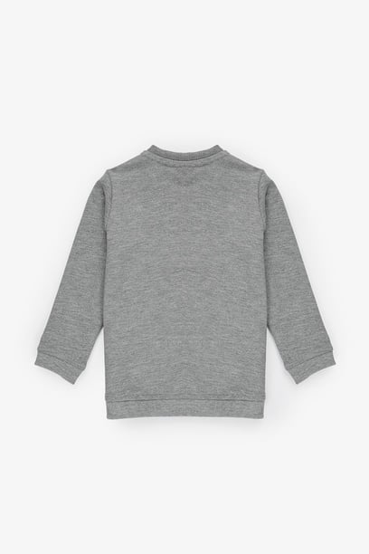Erkek Bebek Gri Melanj Bisiklet Yaka Basic Sweatshirt