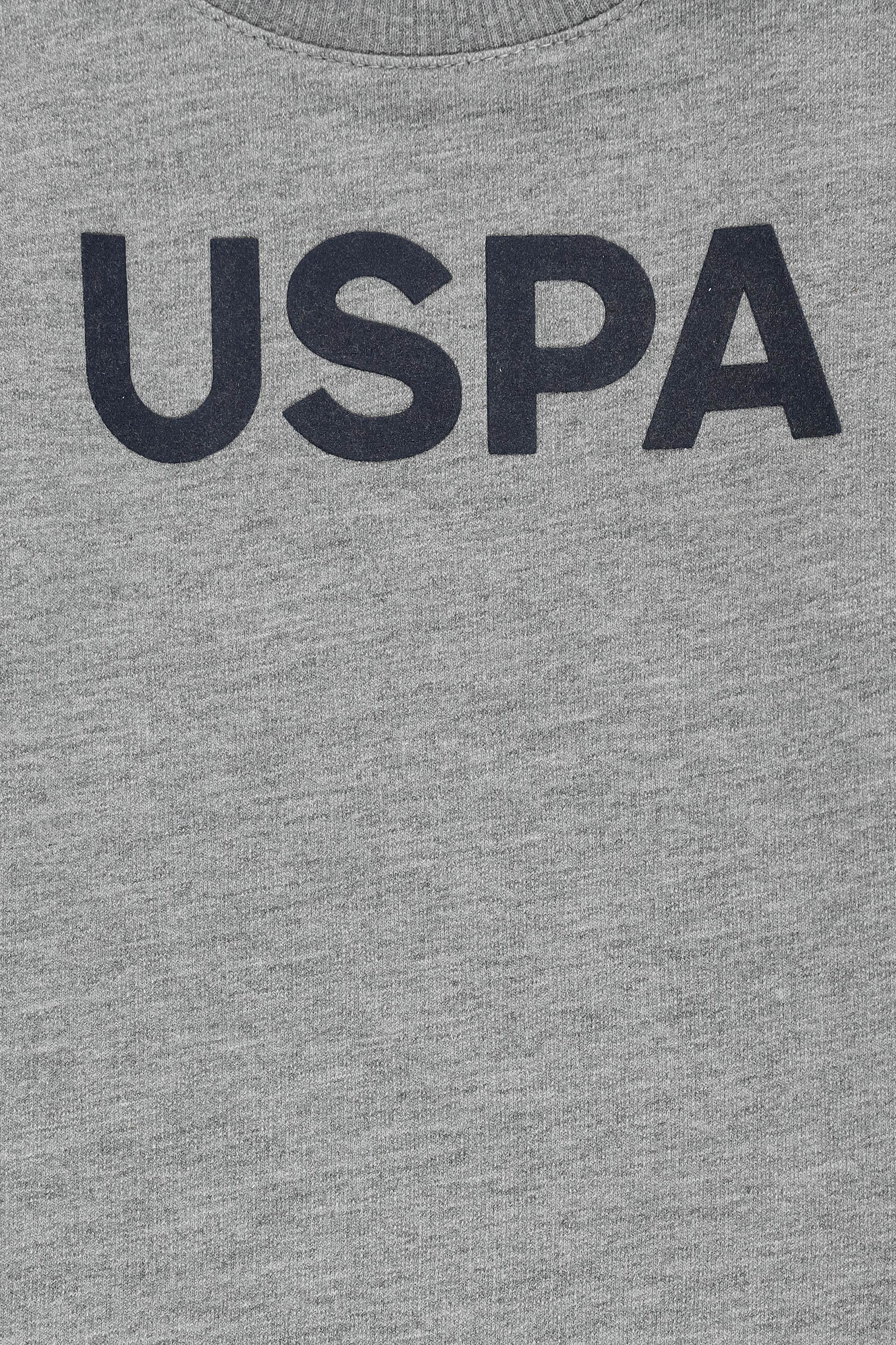 Erkek Bebek Gri Melanj Bisiklet Yaka Basic Sweatshirt - Image 3
