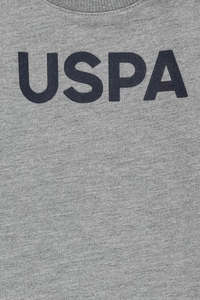 Erkek Bebek Gri Melanj Bisiklet Yaka Basic Sweatshirt