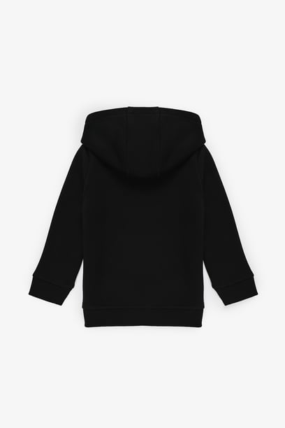 Erkek Bebek Siyah Kapüşonlu Fermuarlı Basic Sweatshirt