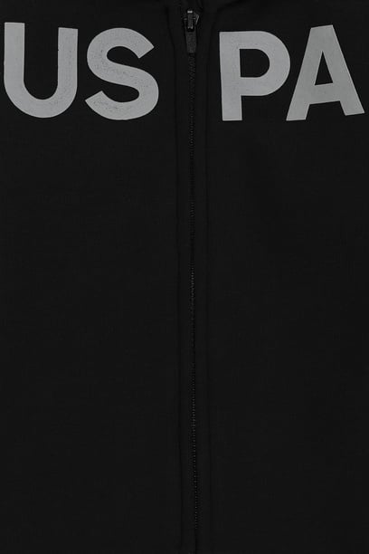 Erkek Bebek Siyah Kapüşonlu Fermuarlı Basic Sweatshirt