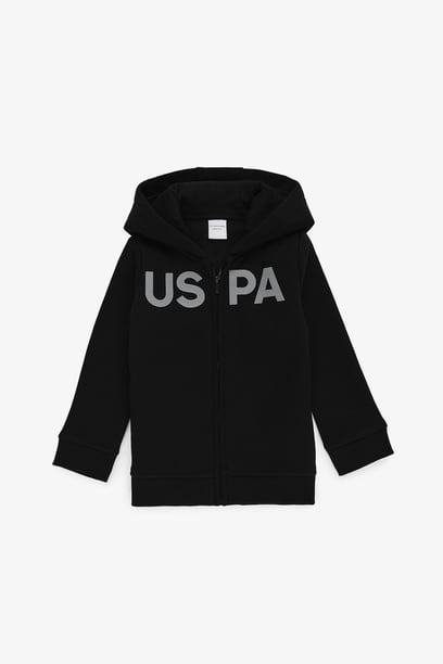Erkek Bebek Siyah Kapüşonlu Fermuarlı Basic Sweatshirt