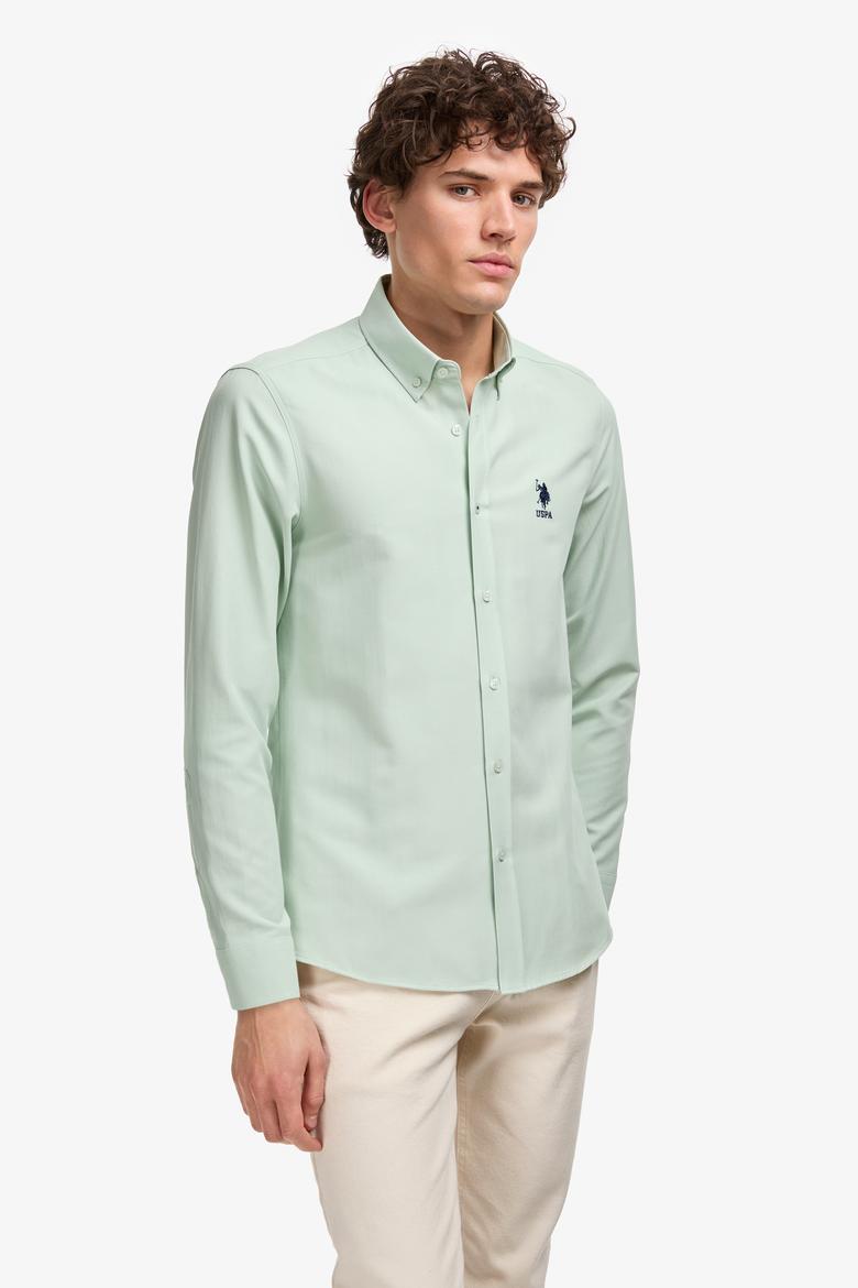 Erkek Su Yeşili Uzun Kollu Basic Gömlek - 50297997053