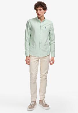 Erkek Su Yeşili Uzun Kollu Basic Gömlek - 50297997053