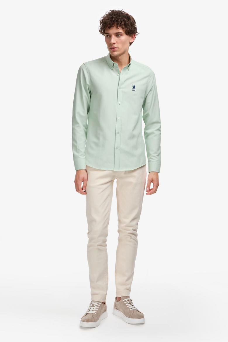 Erkek Su Yeşili Uzun Kollu Basic Gömlek - 50297997053