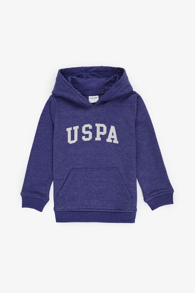 Erkek Çocuk Mor Kapüşonlu Basic Sweatshirt