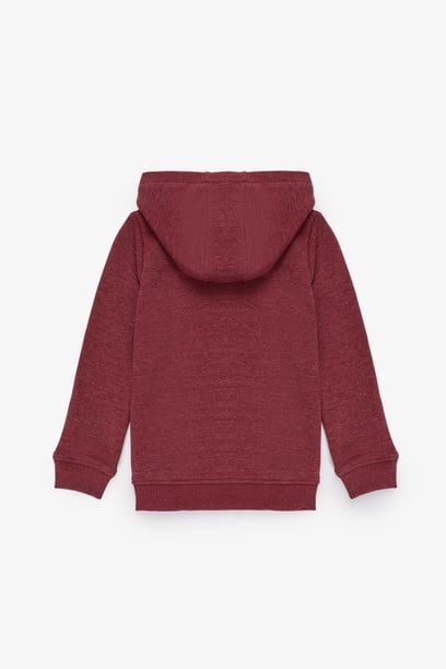 Erkek Çocuk Koyu Frambuaz Kapüşonlu Basic Sweatshirt
