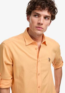 Erkek Turuncu Uzun Kollu Basic Gömlek - 50297868186