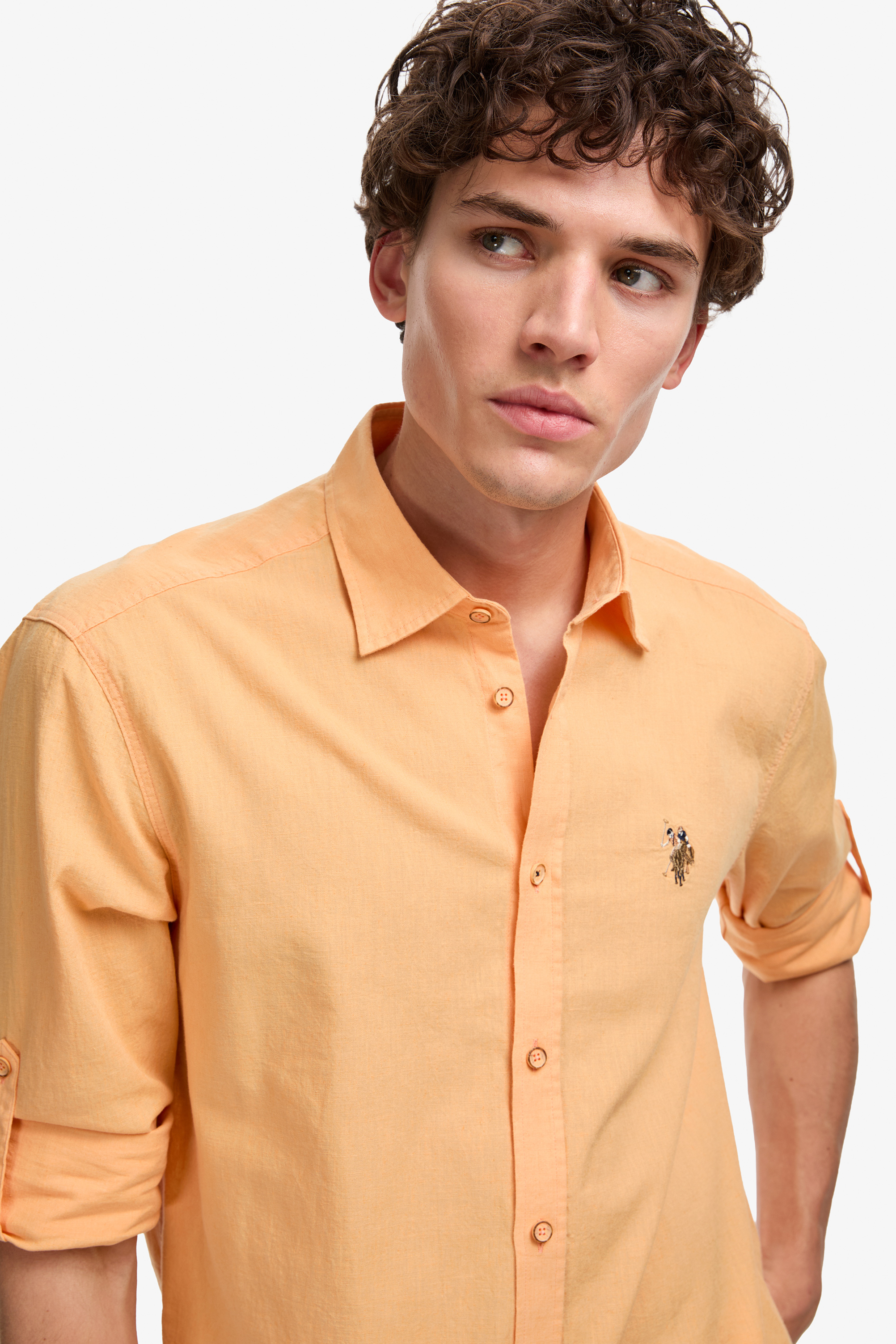 Erkek Turuncu Uzun Kollu Basic Gömlek - 50297868186