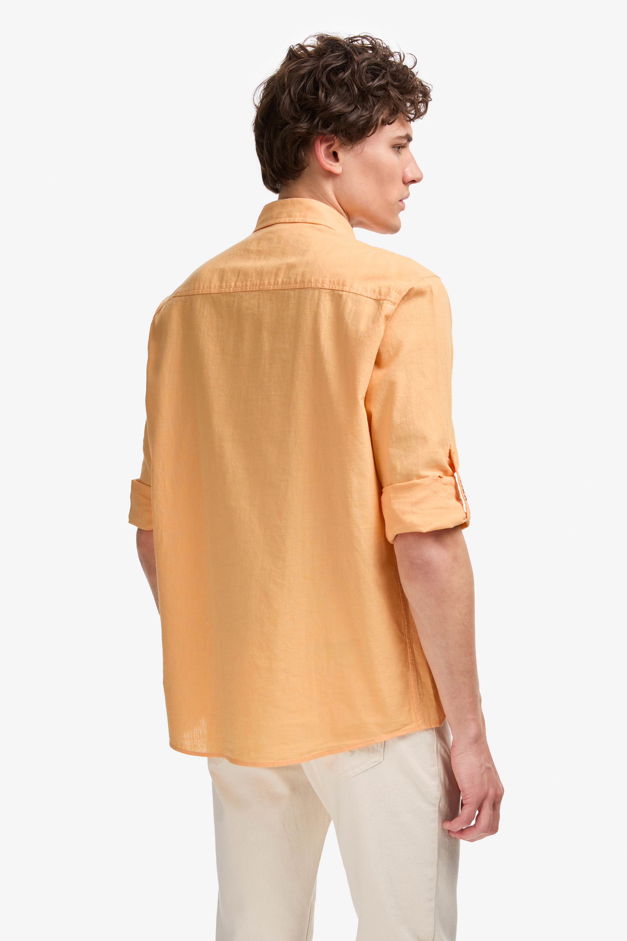 Erkek Turuncu Uzun Kollu Basic Gömlek - 50297868186