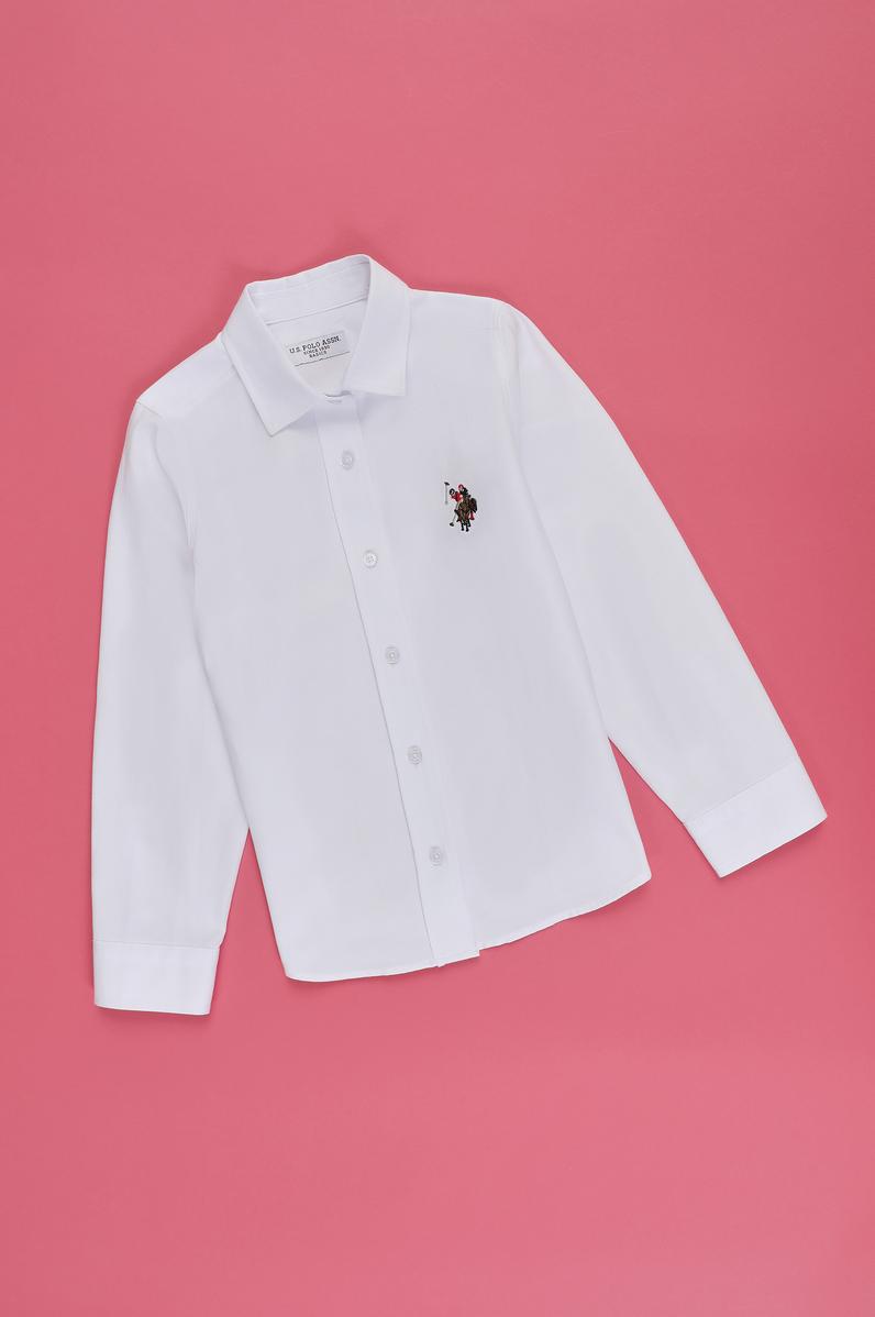 Kız Çocuk Beyaz Uzun Kollu Basic Gömlek