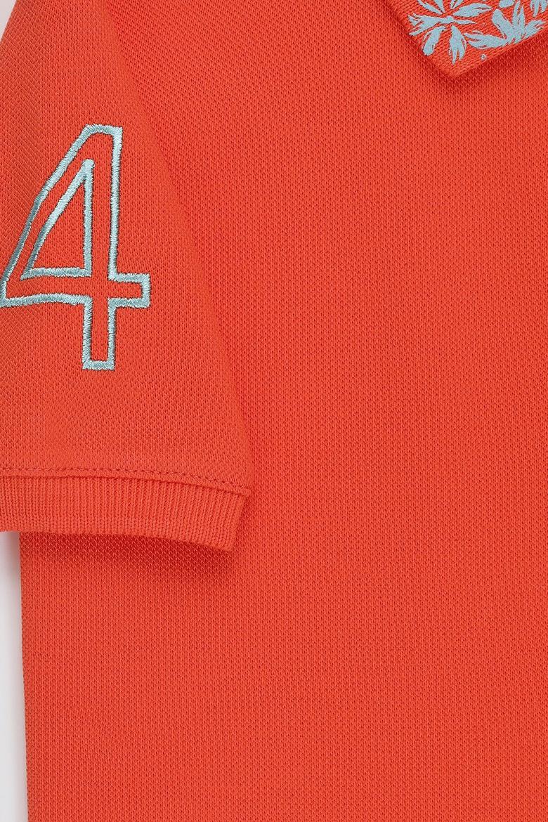 Kız Çocuk Nar Çiçeği Polo Yaka Basic Tişört - 50320284068