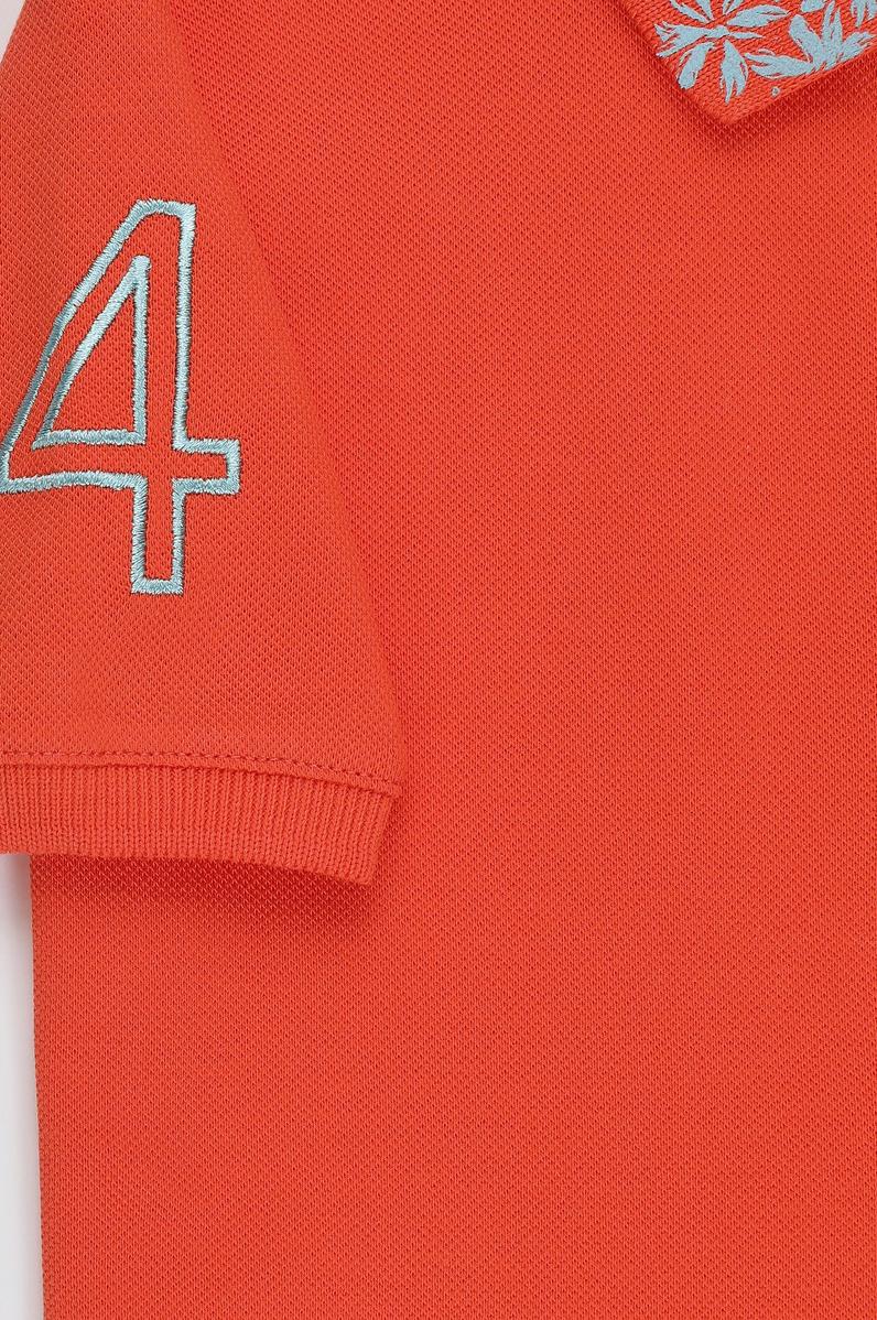 Kız Çocuk Nar Çiçeği Polo Yaka Basic Tişört