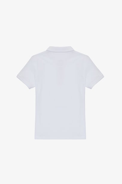 Kız Çocuk Beyaz Polo Yaka Basic Tişört