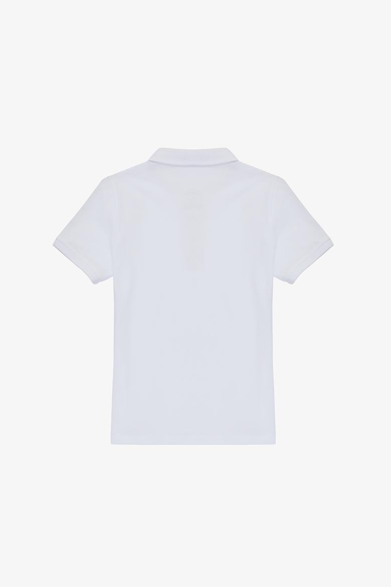 Kız Çocuk Beyaz Polo Yaka Basic Tişört - 50320287012