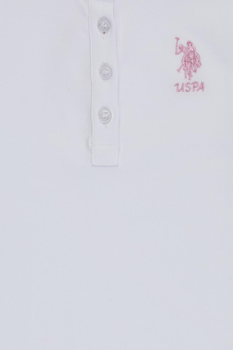 Kız Çocuk Beyaz Polo Yaka Basic Tişört - 50320287012