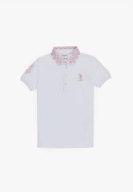 Kız Çocuk Beyaz Polo Yaka Basic Tişört - 50320284012