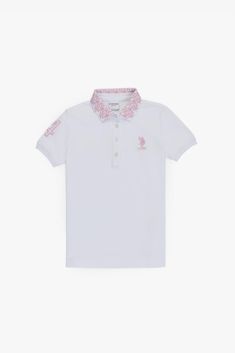 Kız Çocuk Beyaz Polo Yaka Basic Tişört - 50320284012