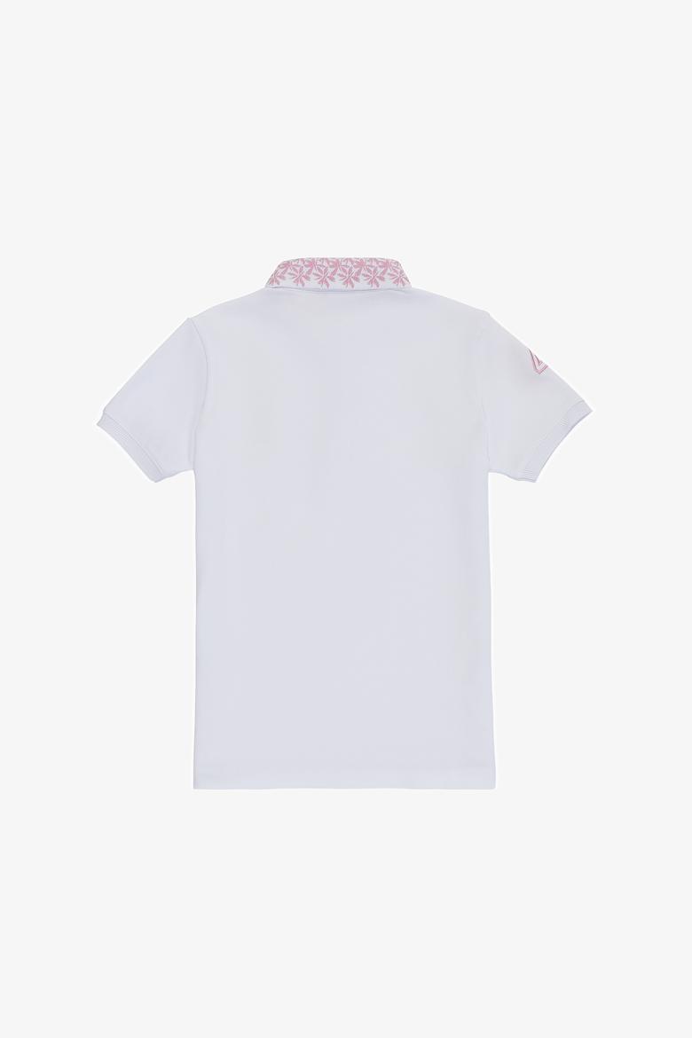 Kız Çocuk Beyaz Polo Yaka Basic Tişört - 50320284012