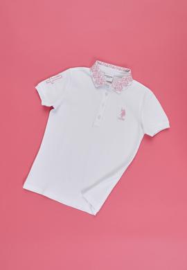 Kız Çocuk Beyaz Polo Yaka Basic Tişört - 50320284012