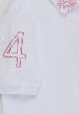 Kız Çocuk Beyaz Polo Yaka Basic Tişört - 50320284012