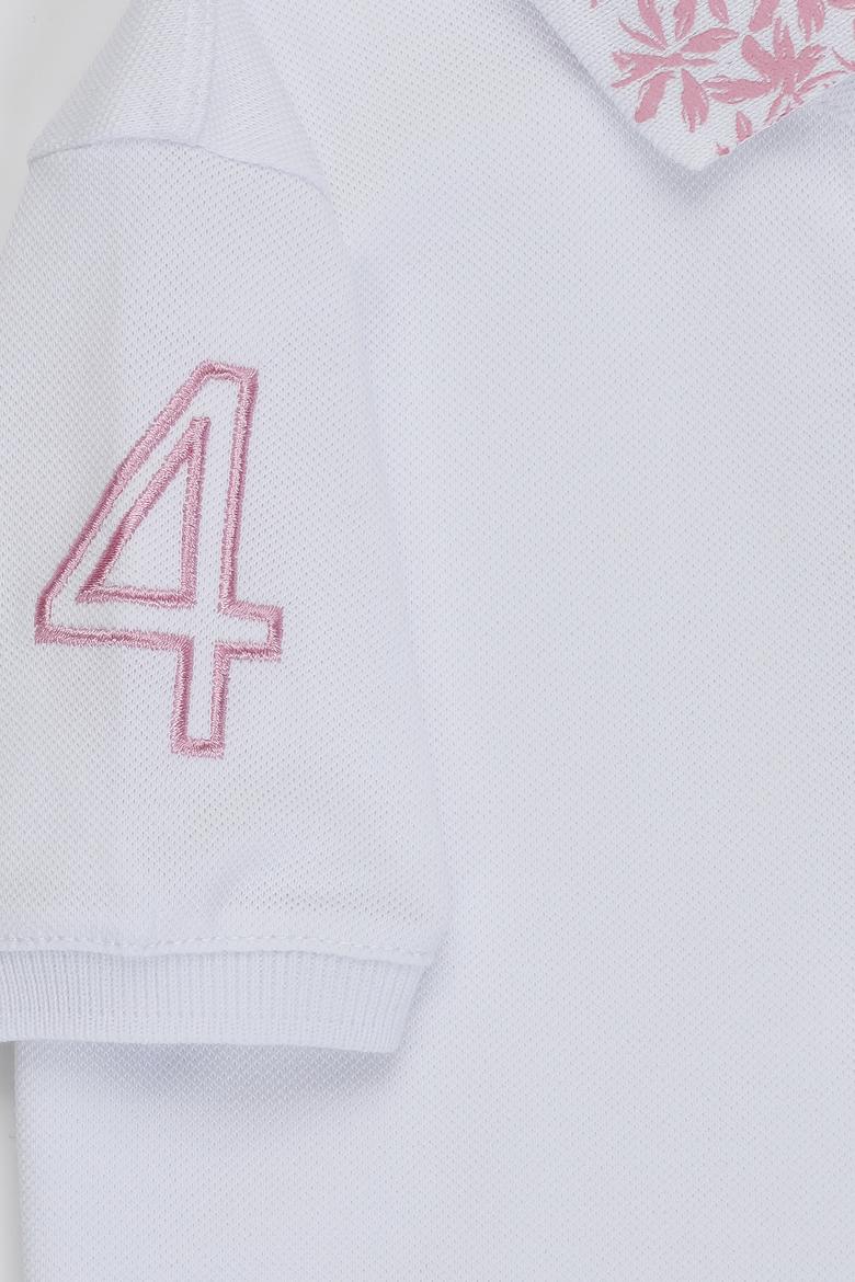 Kız Çocuk Beyaz Polo Yaka Basic Tişört - 50320284012