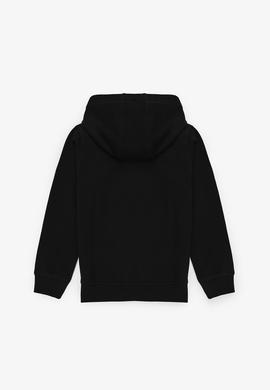 Erkek Çocuk Siyah Kapüşonlu İnce Fermuarlı Basic Sweatshirt - 50320440025
