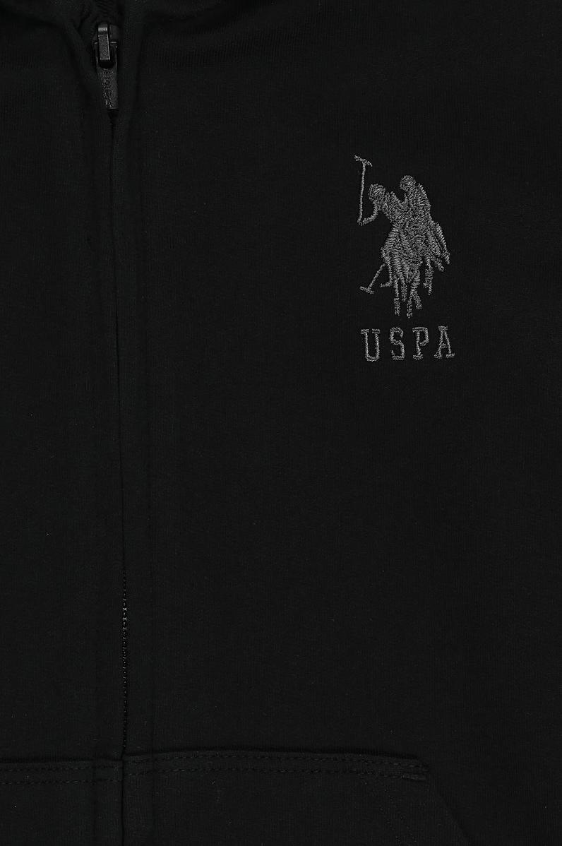 Erkek Çocuk Siyah Kapüşonlu İnce Fermuarlı Basic Sweatshirt