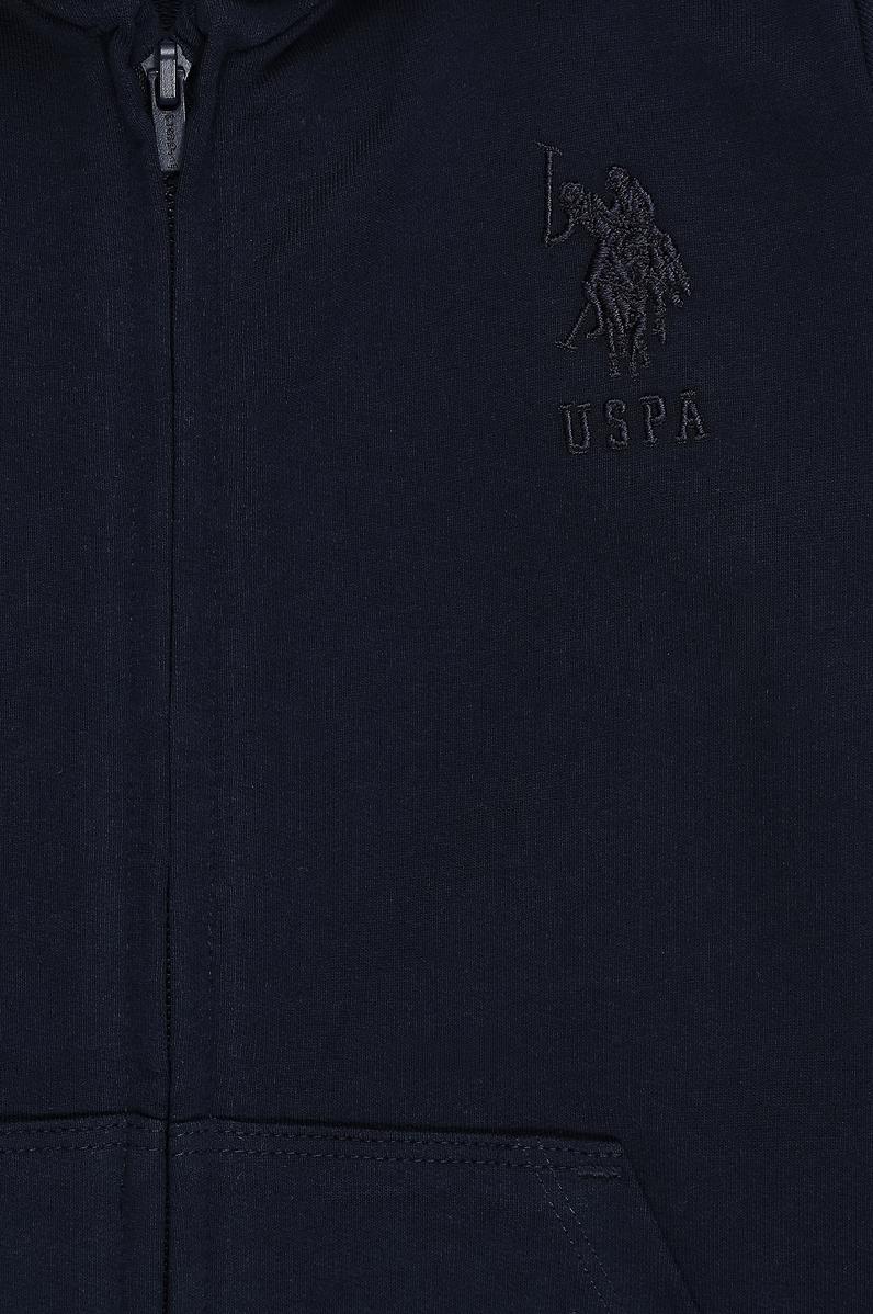 Erkek Çocuk Lacivert Kapüşonlu İnce Fermuarlı Basic Sweatshirt