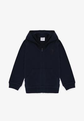 Erkek Çocuk Lacivert Kapüşonlu İnce Fermuarlı Basic Sweatshirt - 50320440015