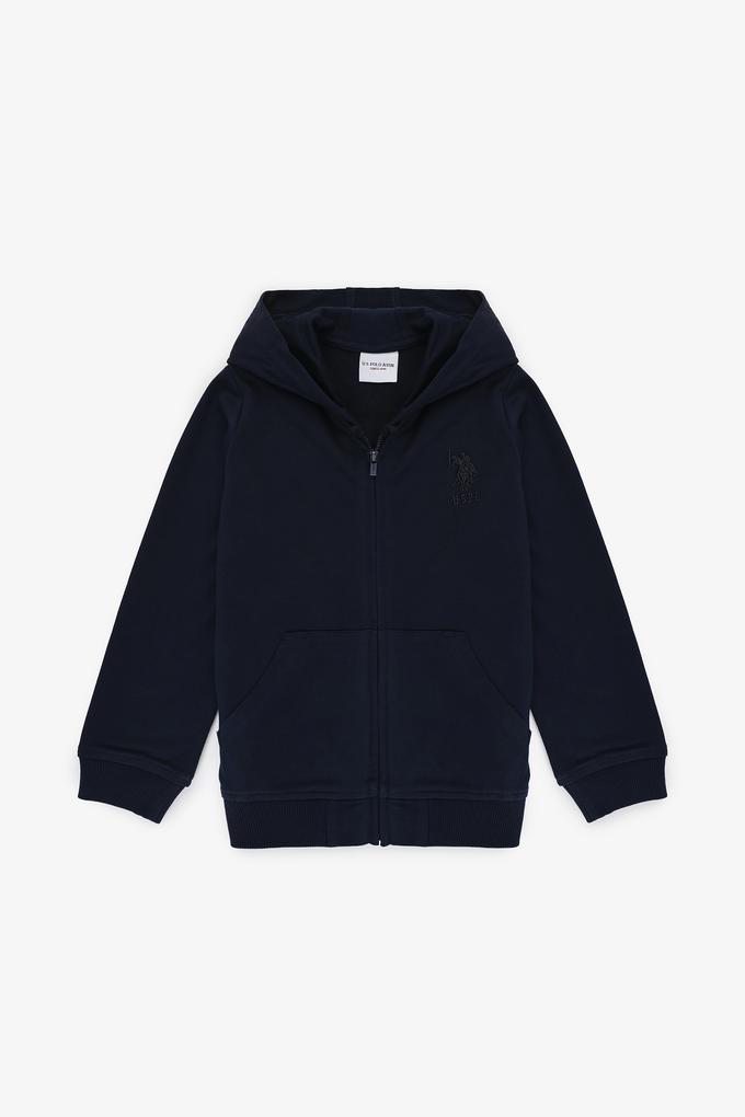 Erkek Çocuk Lacivert Kapüşonlu İnce Fermuarlı Basic Sweatshirt