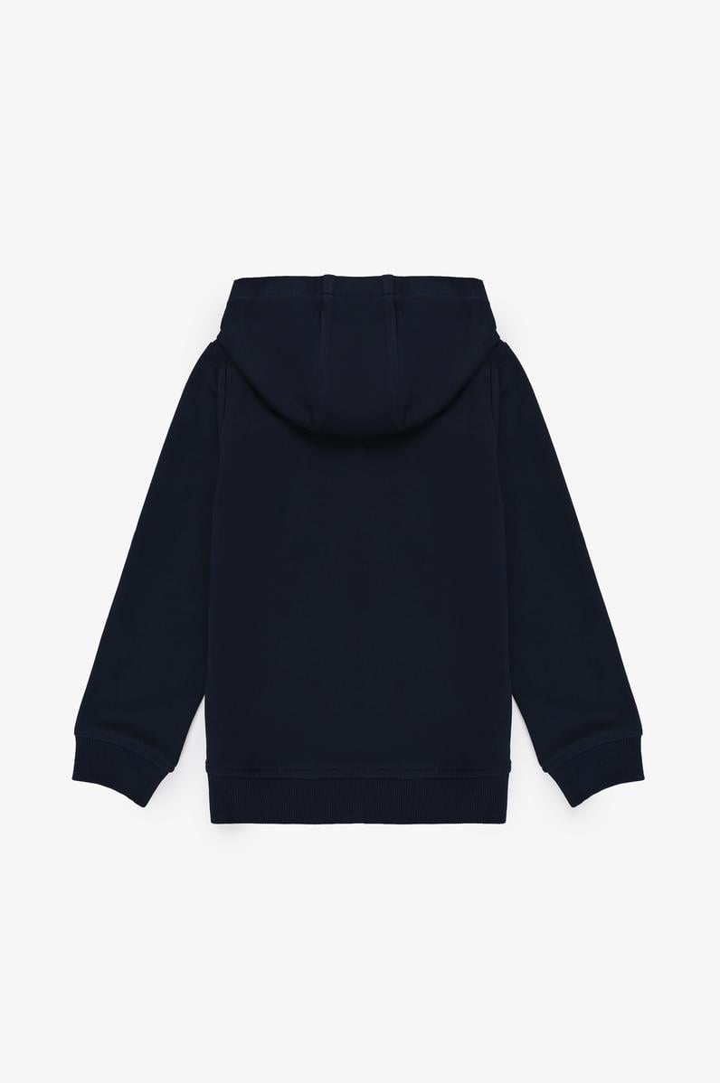 Erkek Çocuk Lacivert Kapüşonlu İnce Fermuarlı Basic Sweatshirt