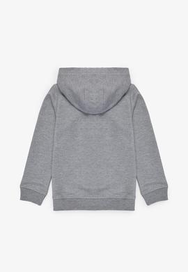 Erkek Çocuk Gri Melanj Kapüşonlu İnce Fermuarlı Basic Sweatshirt - 50320440036