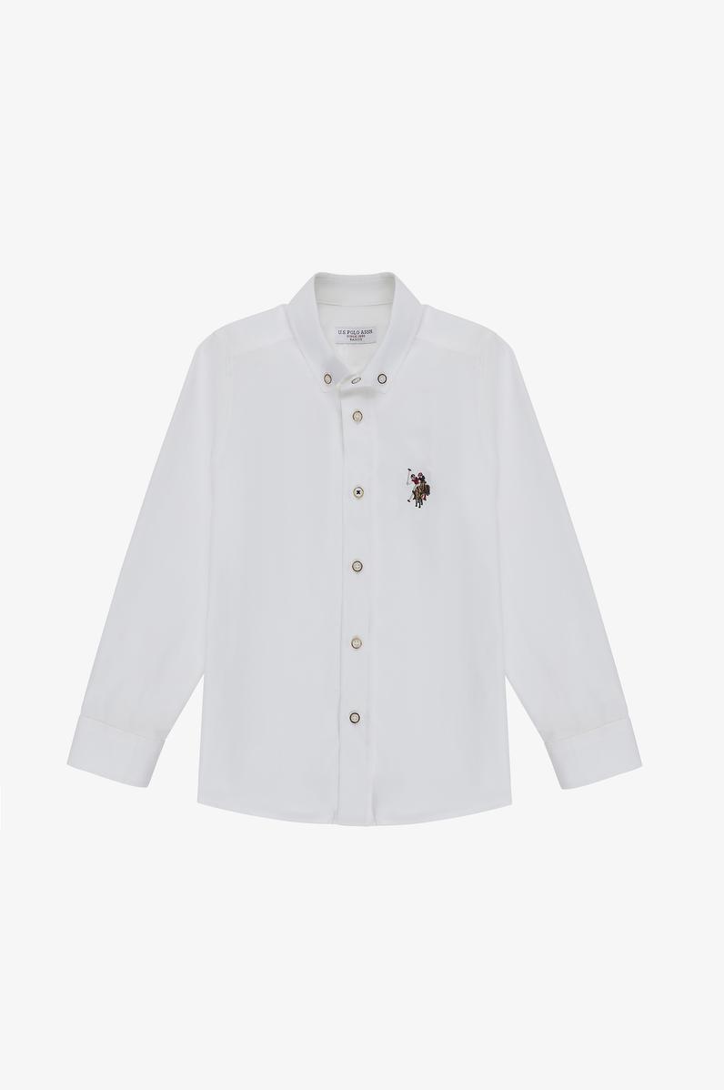 Erkek Çocuk Beyaz Uzun Kollu Basic Gömlek