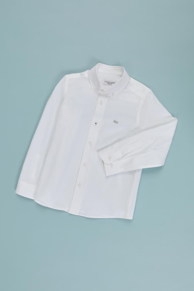 Erkek Çocuk Beyaz Uzun Kollu Basic Gömlek