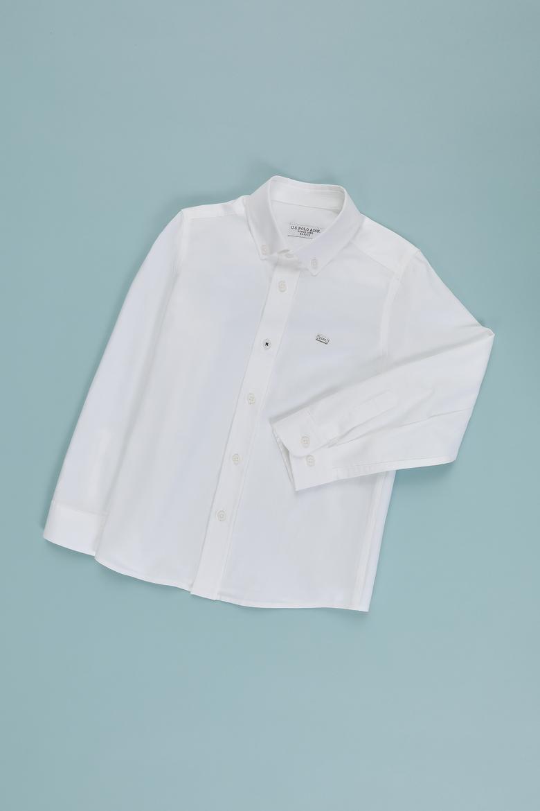 Erkek Çocuk Beyaz Uzun Kollu Basic Gömlek