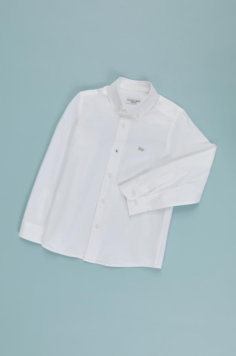 Erkek Çocuk Beyaz Uzun Kollu Basic Gömlek