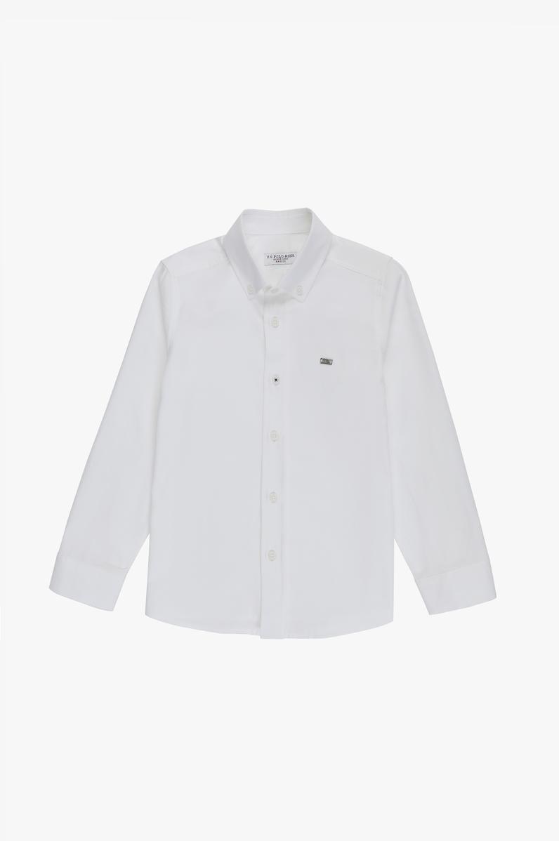 Erkek Çocuk Beyaz Uzun Kollu Basic Gömlek