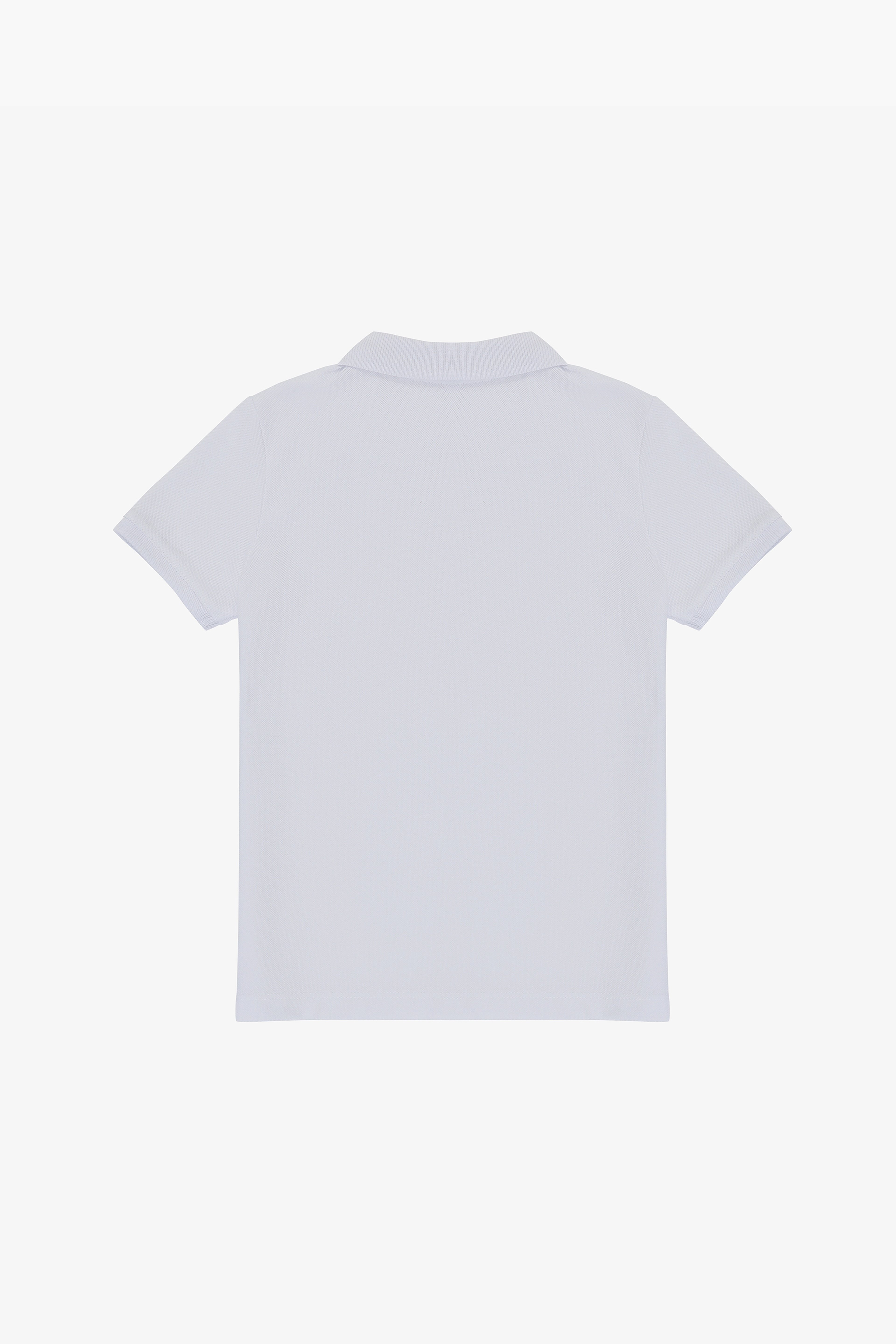 Erkek Çocuk Beyaz Polo Yaka Basic Tişört - Image 3