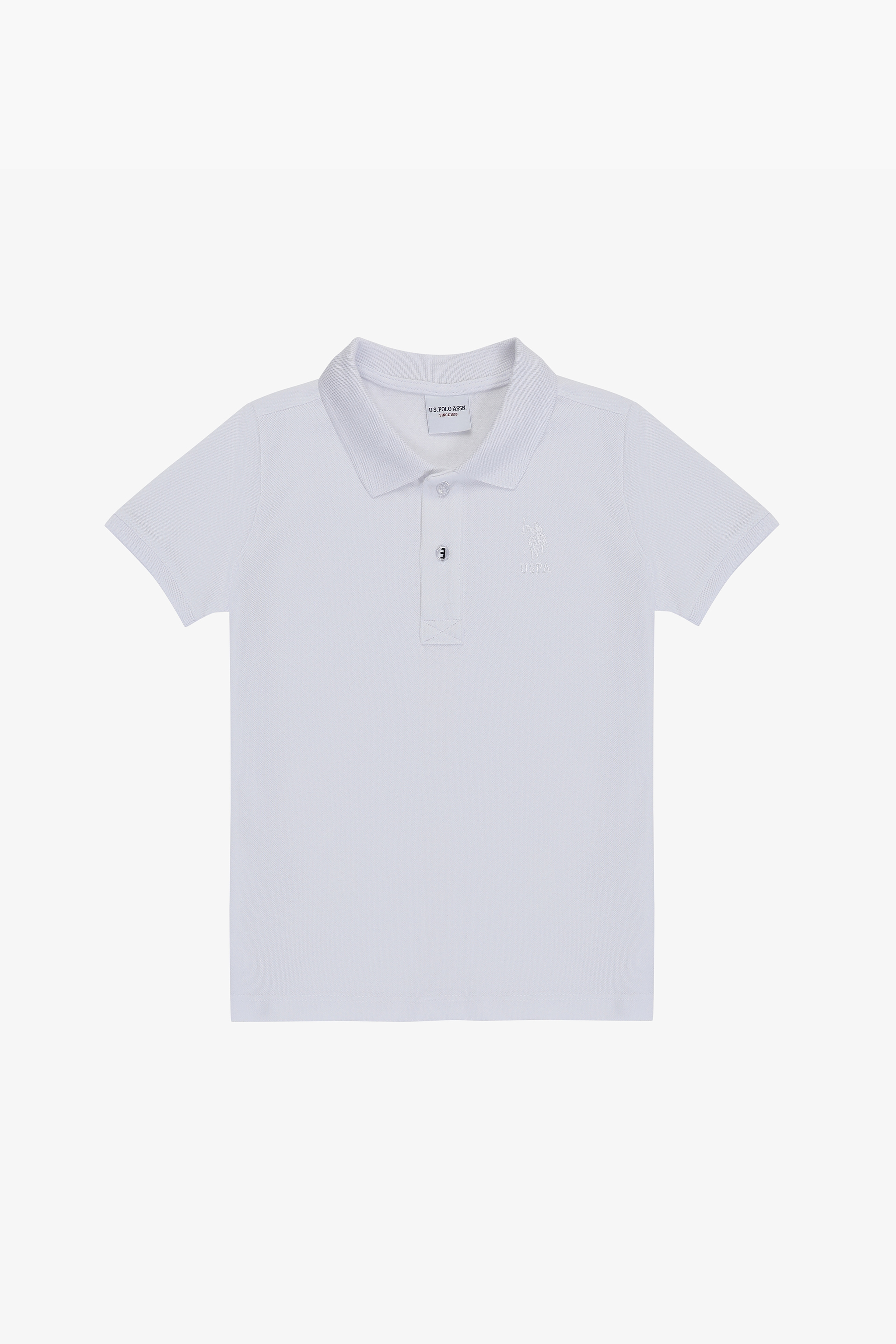 Erkek Çocuk Beyaz Polo Yaka Basic Tişört - Image 2