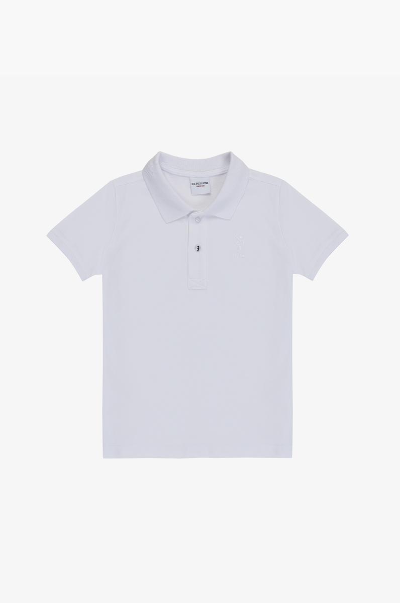 Erkek Çocuk Beyaz Polo Yaka Basic Tişört