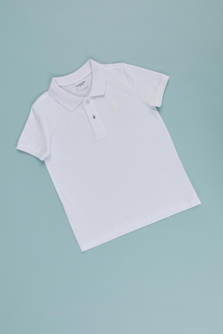 Erkek Çocuk Beyaz Polo Yaka Basic Tişört