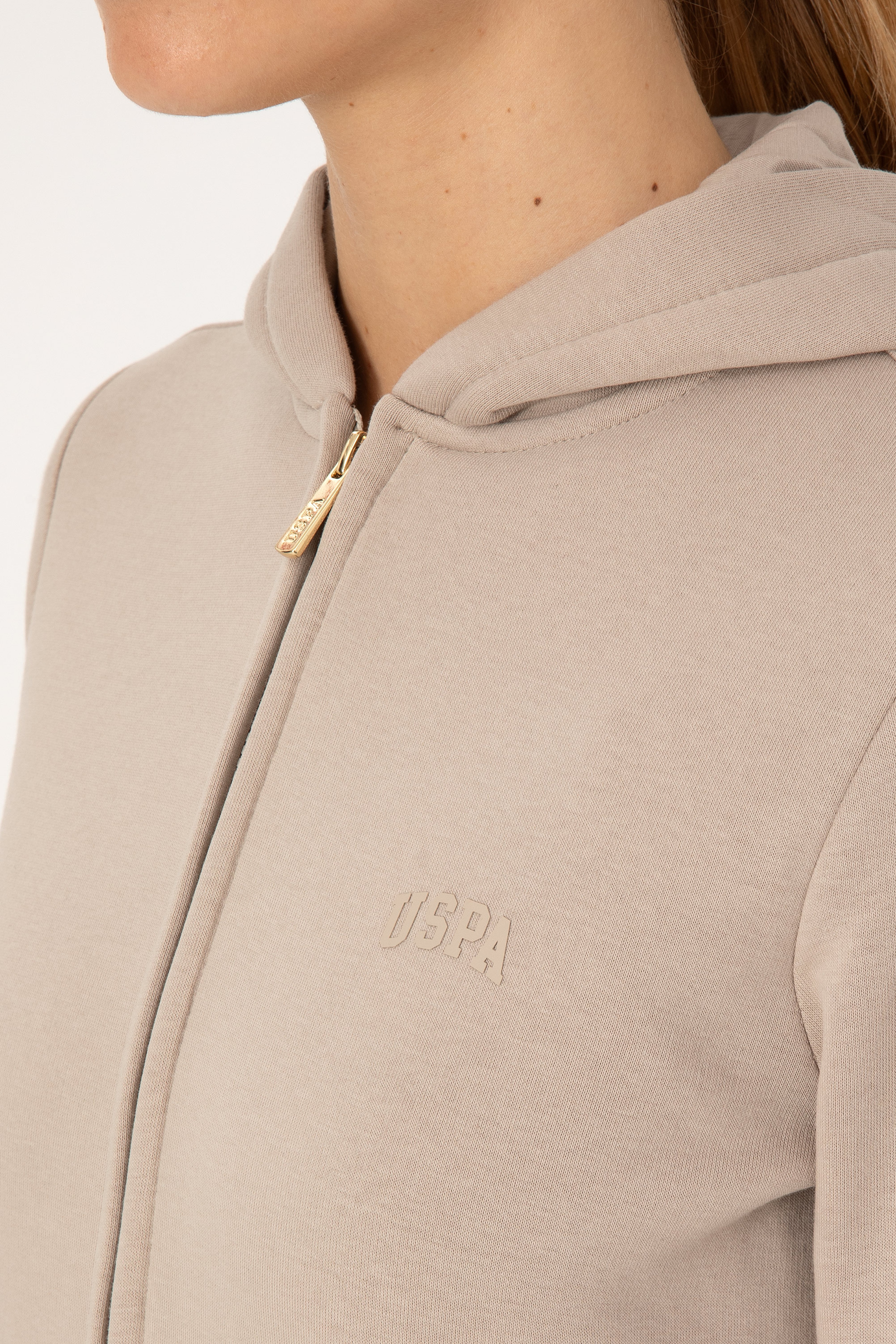 Kadın Taş Kapüşonlu Şardonlu Fermuarlı Sweatshirt - Image 7