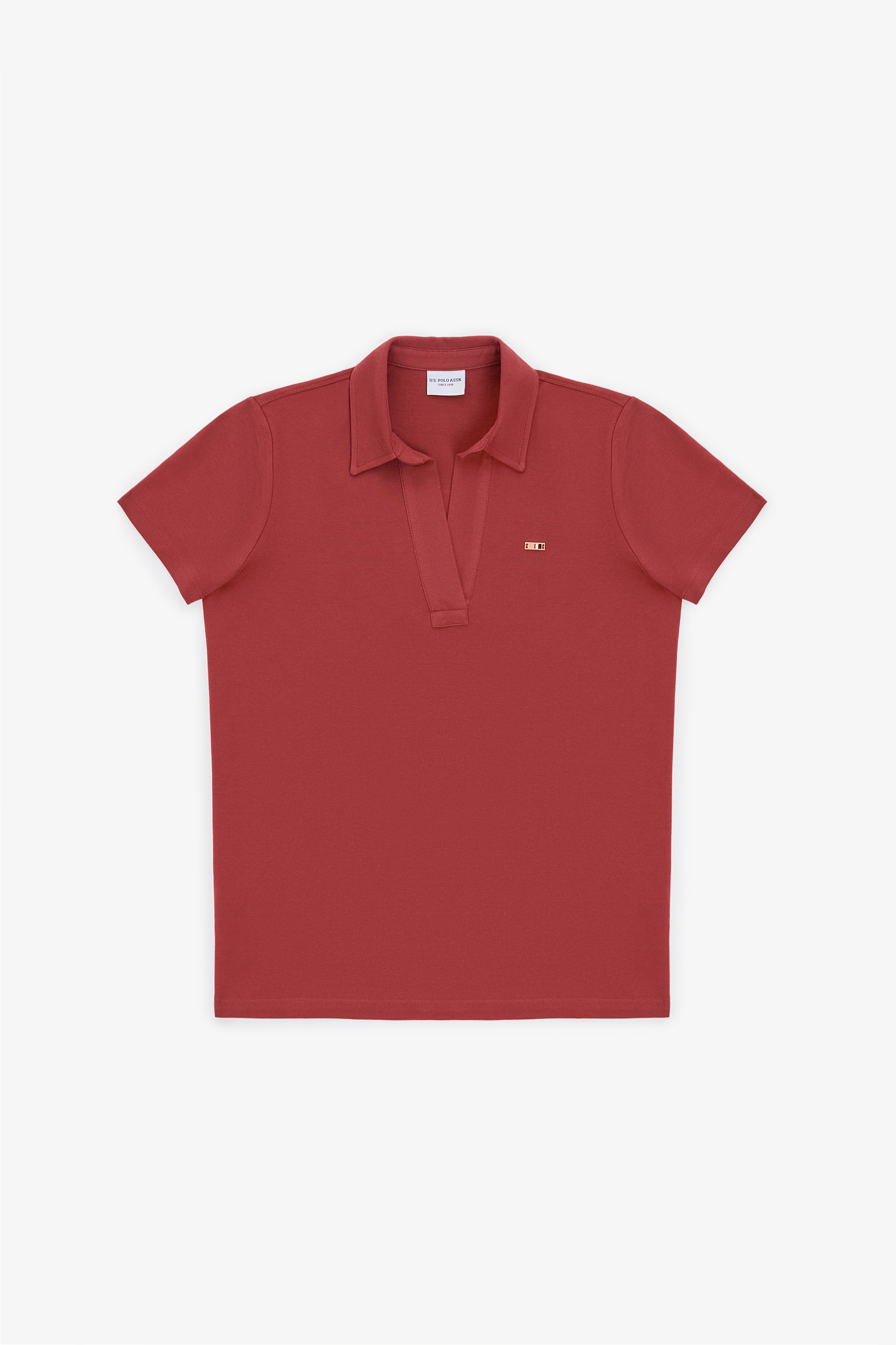 Kadın Vişne Polo Yaka Basic Tişört - Image 6
