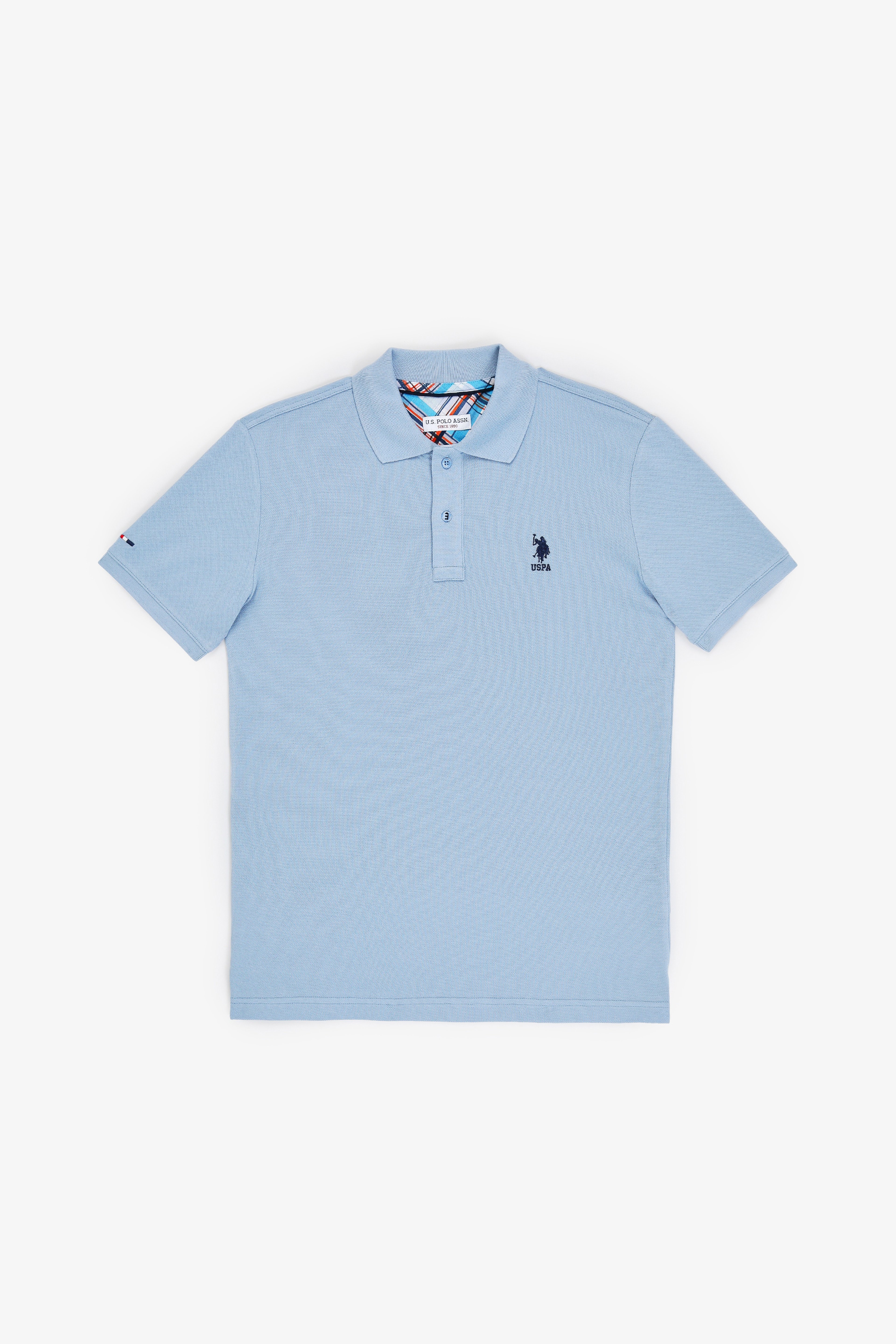 Erkek Slim Fit Polo Yaka Mavi Basic Tişört - Image 6